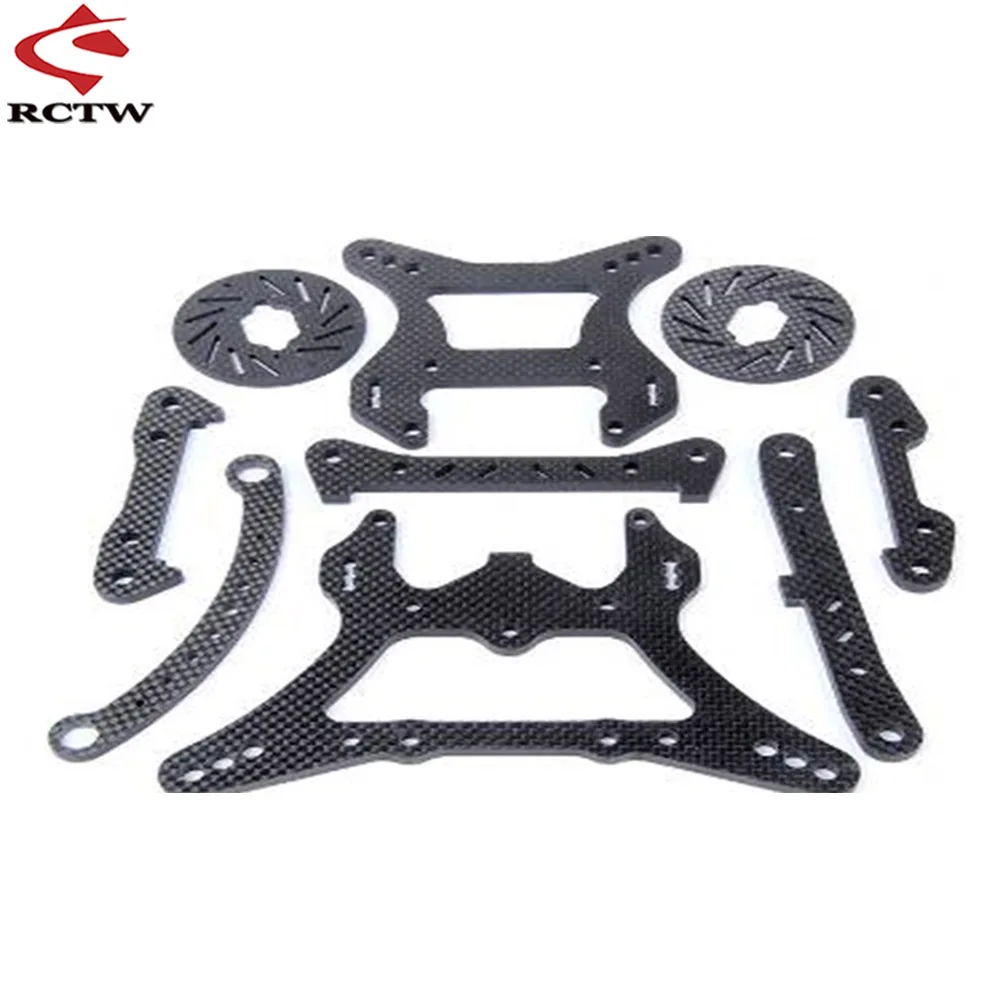 5mm Carbon Fiber Front Rear Shock & Lower Suspension Fixing Bracket &Steering Plate&Disc Brake for 1/5 Losi 5ive T Rovan LTM X2