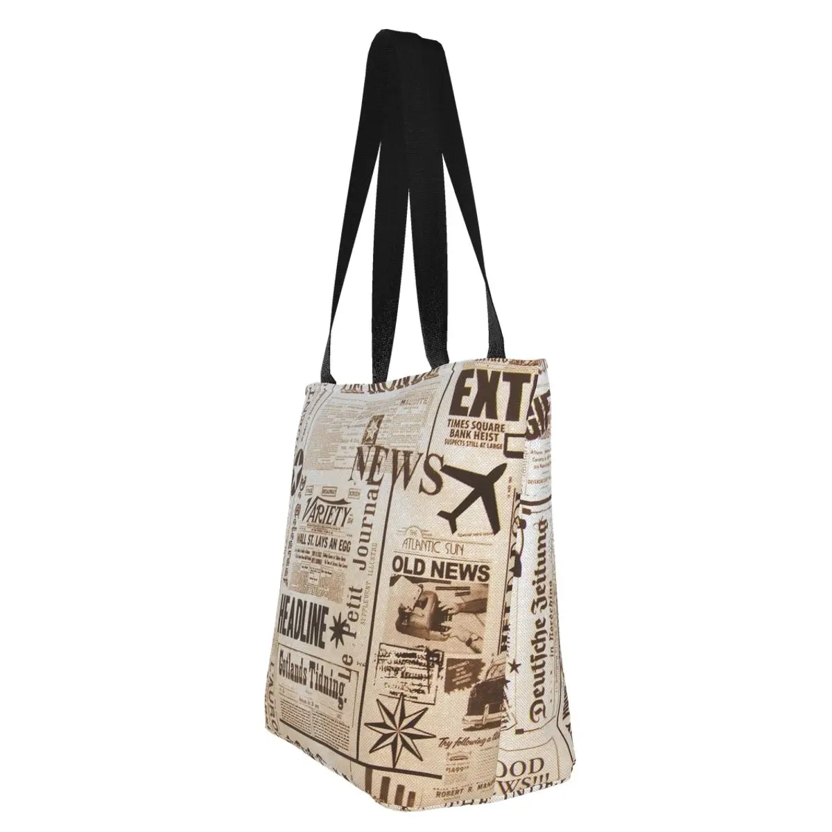 NOISYDESIGNS Newspaper Pattern Shopping Bag Tote Harajuku Shopper Bag Women Canvas Shoulder Bag Female Eco Large-capacity