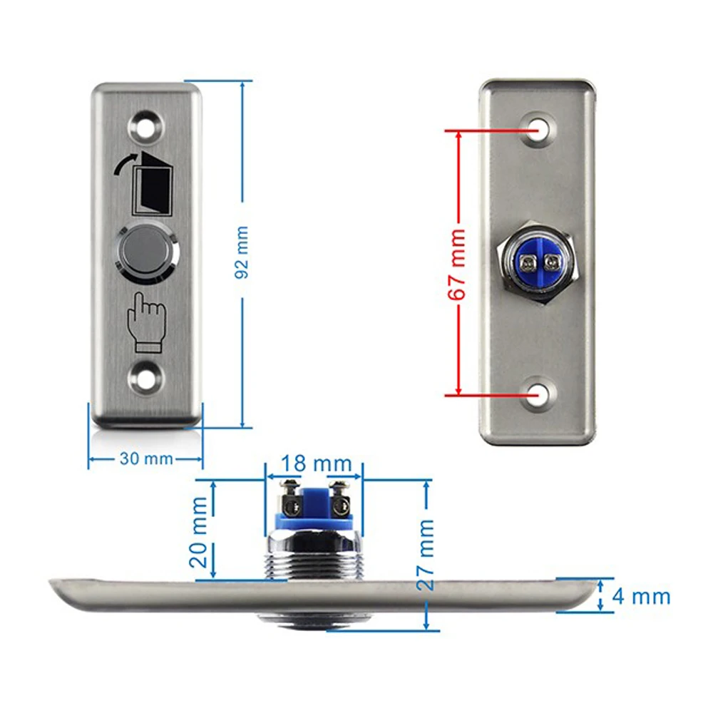 10 PCS Small Aluminium Alloy Door Access Button Emergency Alarm Push Button Auto Restoration Panic Alarm Release