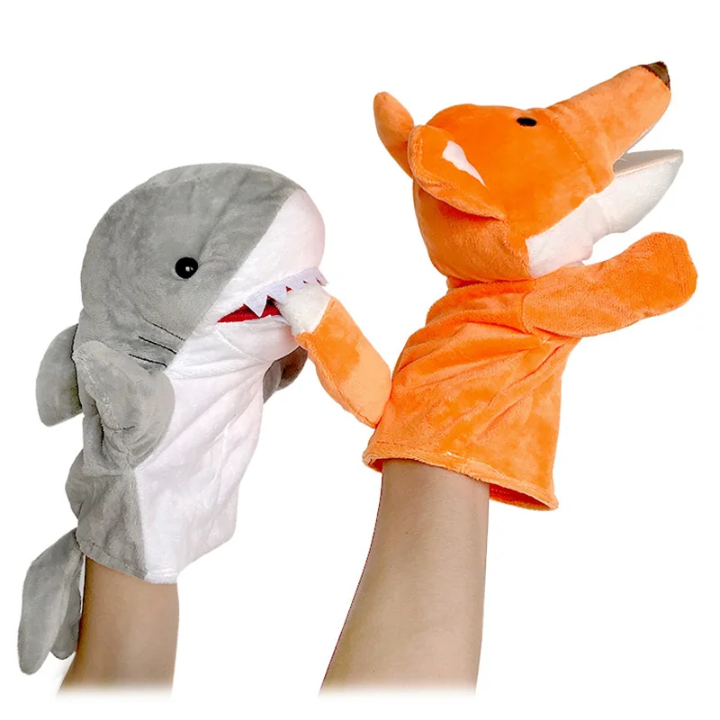 Animal Hand Finger Puppet Plushed Doll Educational Baby Toys Fox Bear Shark Simulator Soft Stuffed Toys Anime Doll Game For Girl