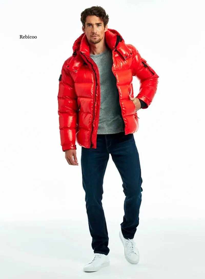 Winter Fashion Men Lightweight Down-Filled Coat Windbreak Water Repellent Zipper Pocket Jacket Men Solid Coat Outwear