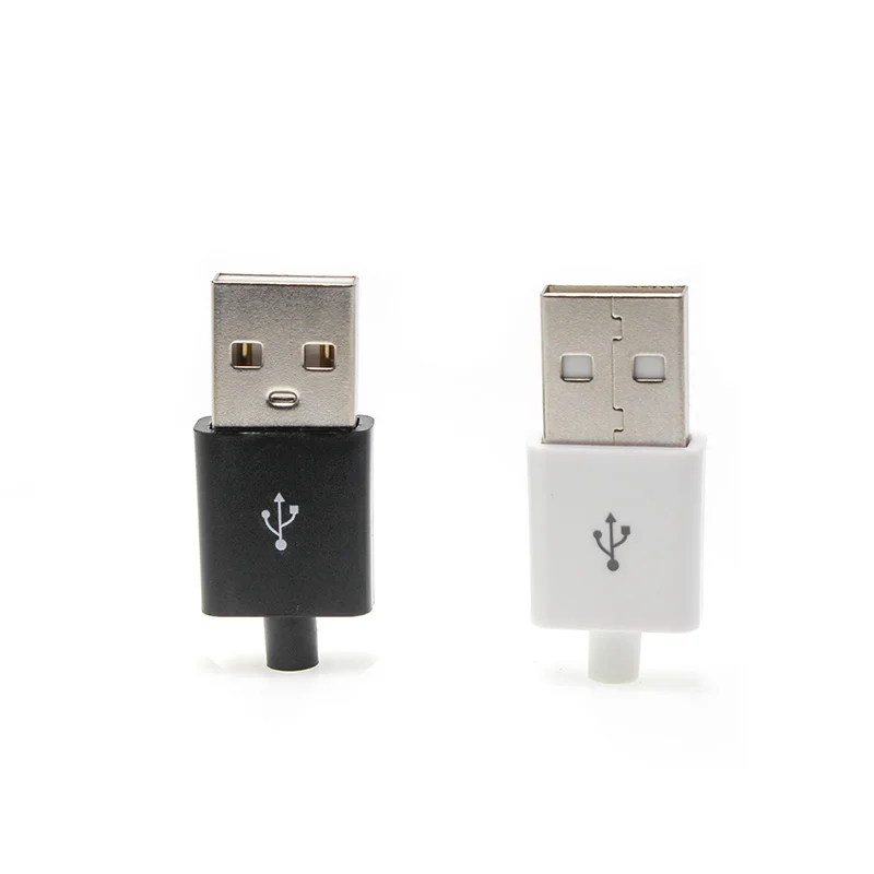 6/12 pieces/lot USB male 2.0 Type A 4Pin square USB connector black and white plastic shell jack tail socket plug terminal DIY