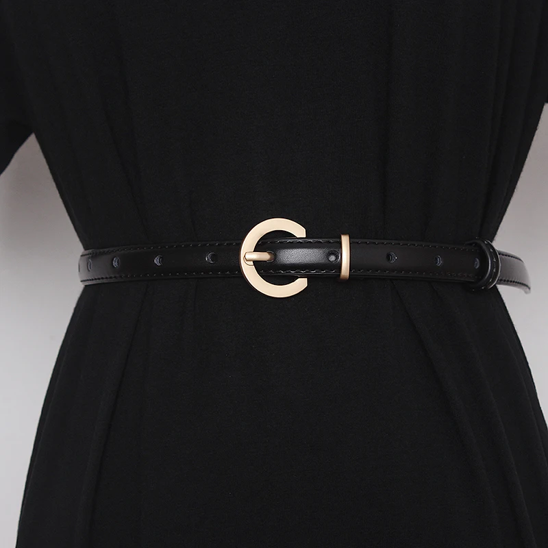 

Women's Runway Fashion Genuine Leather Cummerbunds Female Dress Corsets Waistband Belts Decoration Narrow Belt TB1618