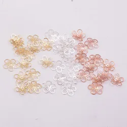 50pcs 10mm Beads Caps Leaf Shape Plum Blossom Bead End Cap DIY Brass Jewelry Accessories