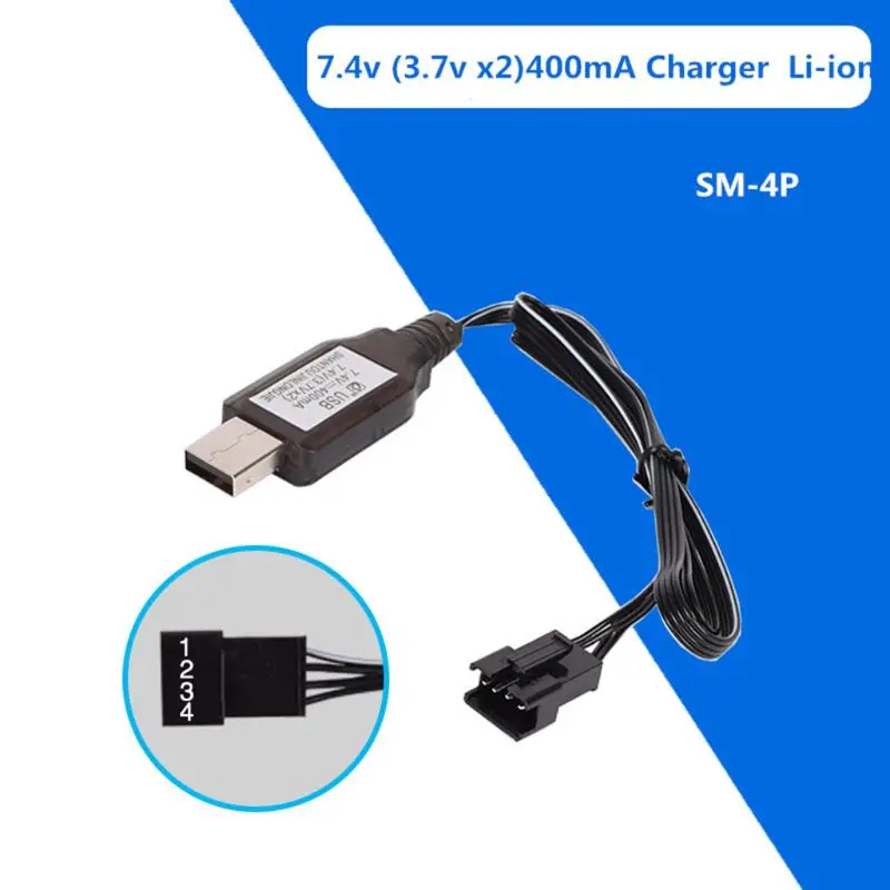 7.4v (3.7v x2) شاحن SM-4P ليثيوم أيون البطارية الكهربائية RC اللعب سيارة قارب USB تهمة