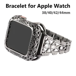 Bling Bands for Apple Watch 40mm/44mm iWatch Series 6/5/4/SE/3 Strap Women Bracelet Stainless Wristband Case Luxury