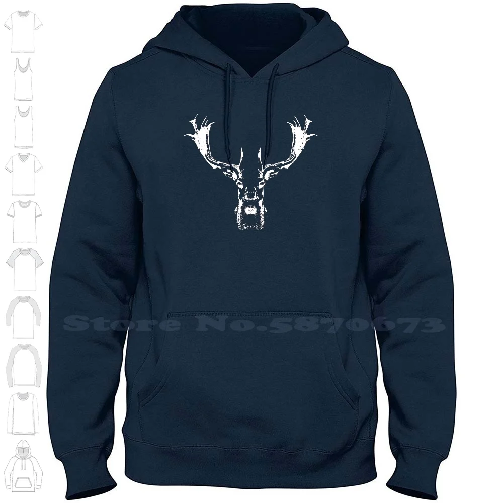 Fallow Deer 100% Cotton Hoodie T-Shirt Fallow Hunting Hunter Bow Nature Wildlife Deer Antlers Trophy Animal Moose Elk Whitetail