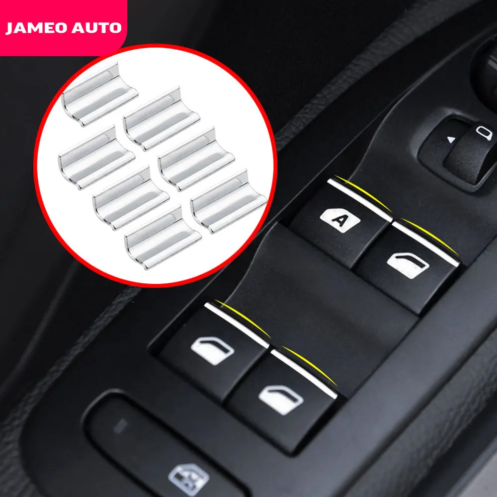 Jameo Auto ABS Chrome Car Windows Lifter Button Cover Trim for Peugeot E-2008 E2008 2008 2020 2021 Accessories 7Pcs/Set