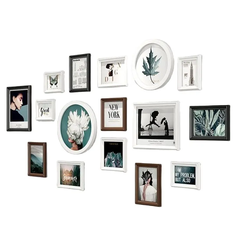 16 Pcs/set Photo Wall Simple Modern Wall Frame Wall Creative Combination Living Room Bedroom European Style Glass Photo Wall