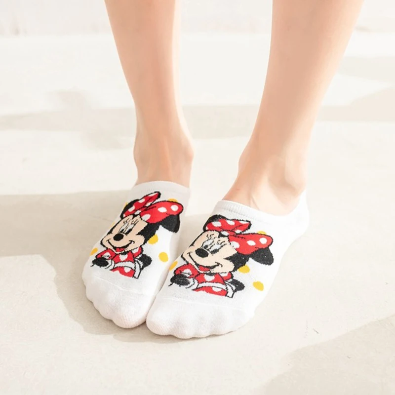 Summer Casual Cute Women Socks Cartoon Disney Mickey Minnie Donald Duck Daisy Cotton Invisible Funny Ankle Low Female Boat Sock