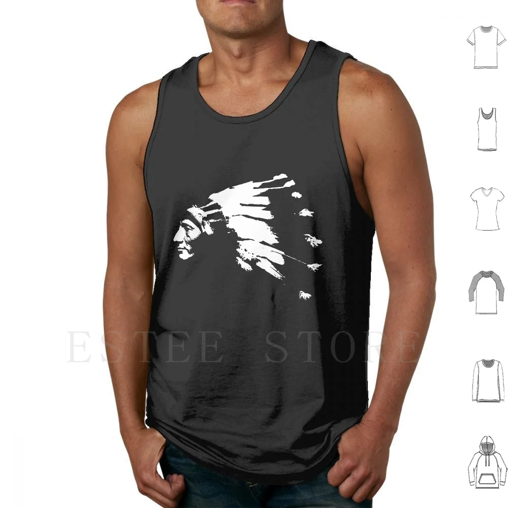 Whirling Horse Sioux Tank Tops Vest Sleeveless Chief Headdress 1900 Sioux Indian Cowboy Cowboys Creed Spiritual War Proud
