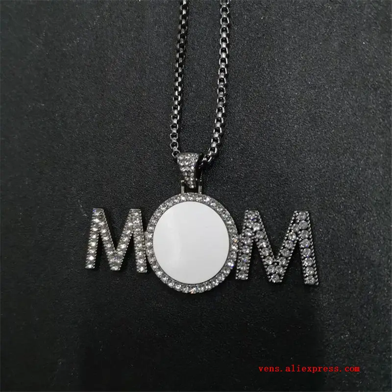 sublimation blank mom  photo necklaces pendants Valentines Day gift hot tranfer printing consumable  10pcs/lot