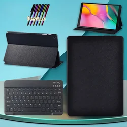 Case for Samsung Galaxy Tab A 10.1 2019 T510 T515 Black PU Leather Protective Stand Cover + Wireless Bluetooth Keyboard + Stylus