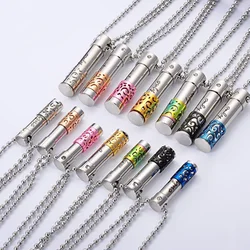 Fashion Stainless Steel Cylinder Memorial  Screw Opens  Urn Pendant Necklace  Cremation Jewelry for Ashes (Only Love)