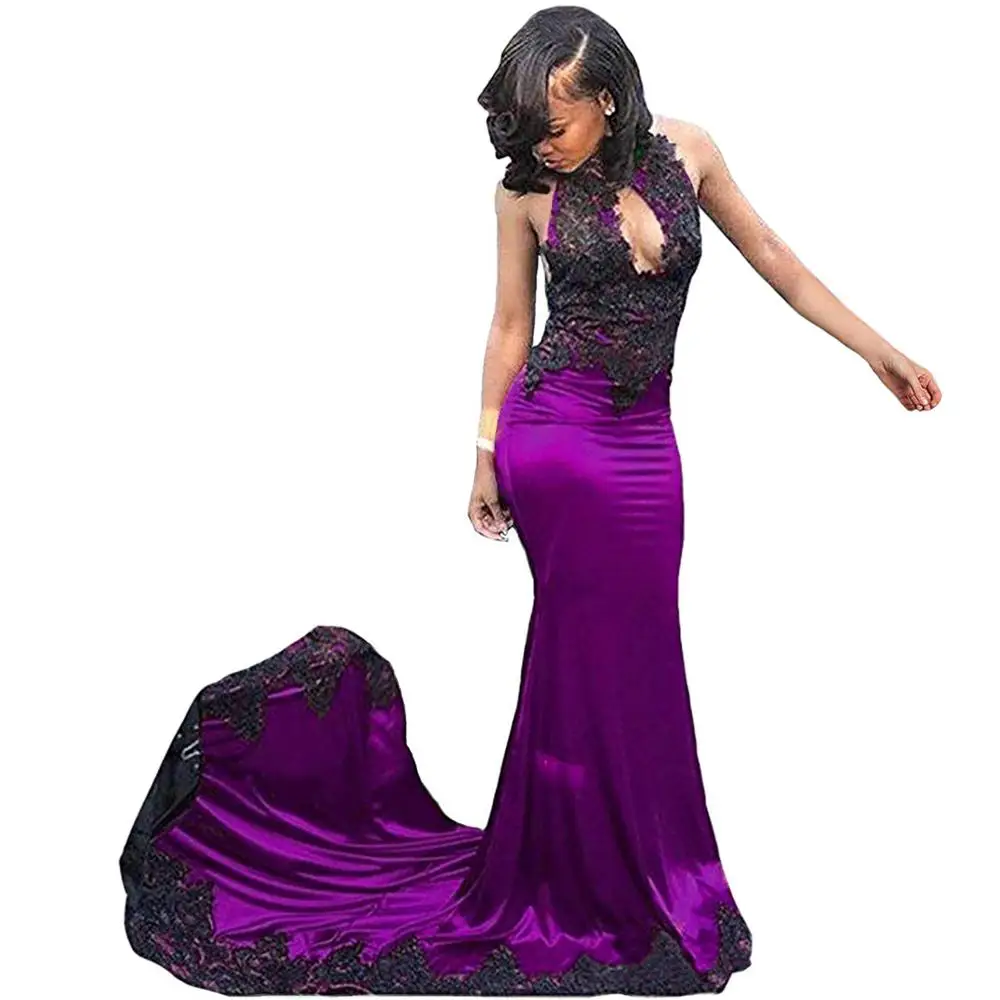 Robe de soirée sirène en dentelle noire personnalisée, dos nu, sexy, nouveau, 2024