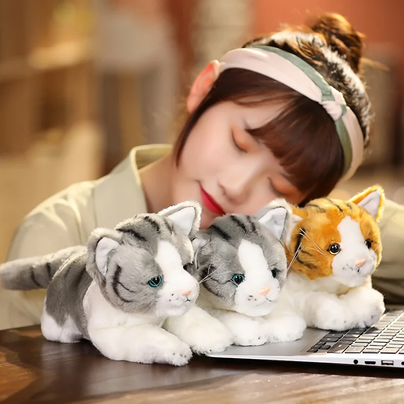 32Cm Hoạt Hình Anime Xoa Dịu Búp Bê Kawaii Thực Búp Bê Màu Vàng Và Màu Xám Mô Phỏng Mèo Sang Trọng Đồ Chơi Quà Tặng Sinh Nhật Cho trẻ Em Bé