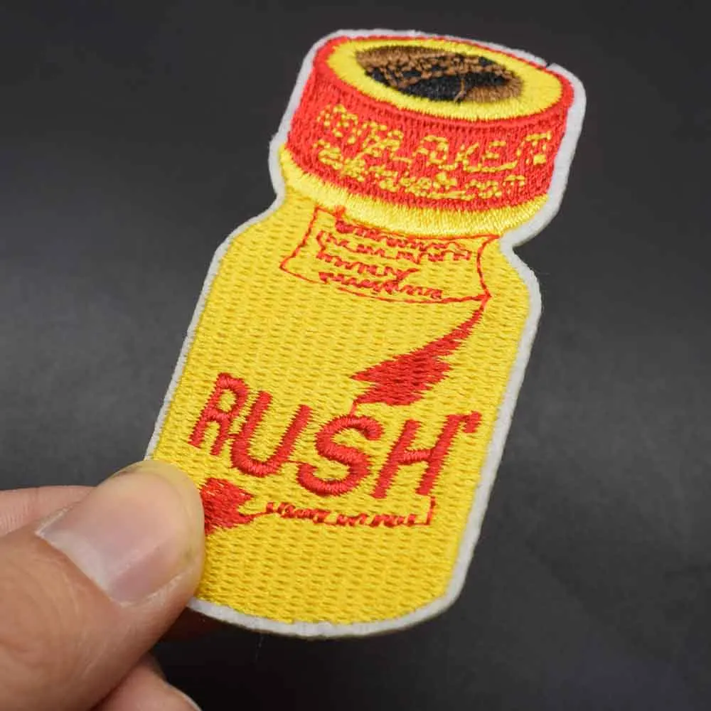 Yellow Red Word Rush Iron On Embroidered Clothes Patches For Clothing Stickers Garment Wholesale