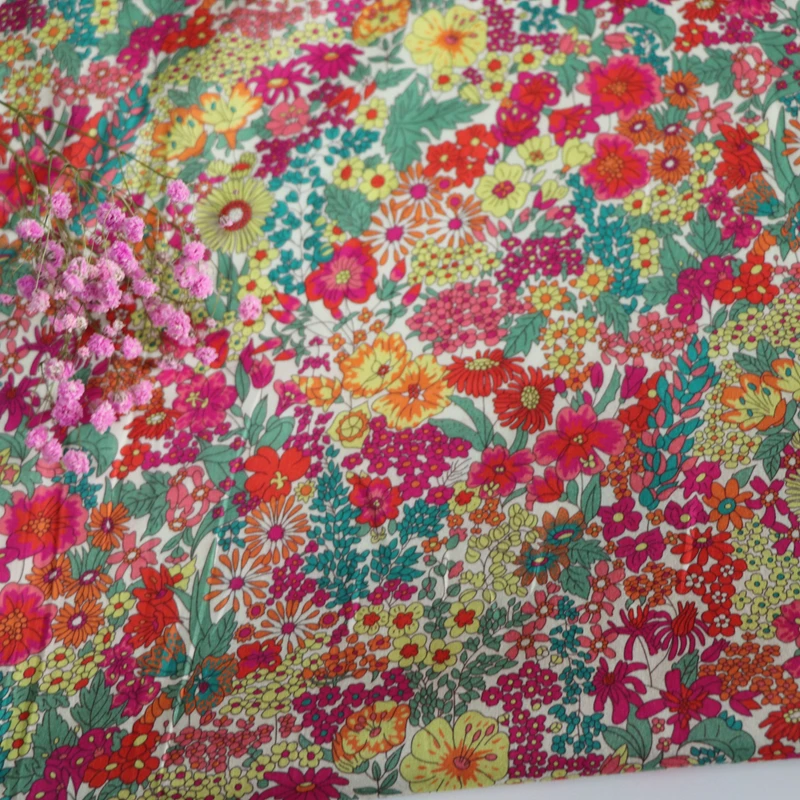 MARGARET Floral 80S Tissun liberty Cotton Poplin Fabric For Kids Baby Sewing Cloth Dresses Skirt DIY Printed 0.5M Designer