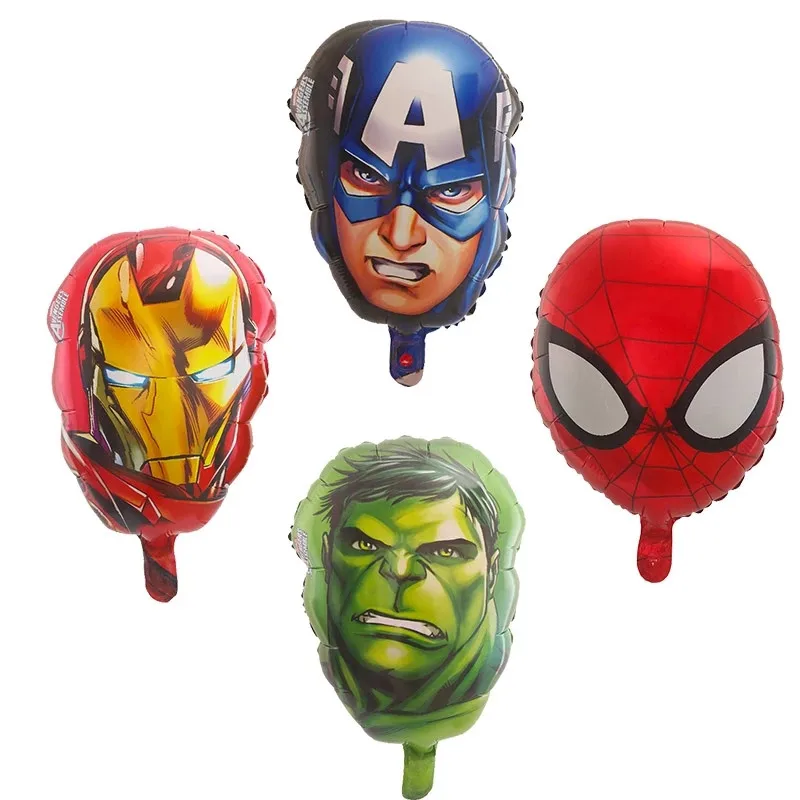 10Pcs Spider Iron Man Head Balloons Captain America Hulk Air Globos Avenger Superhero Theme Birthday Party Decorations Kids Toys