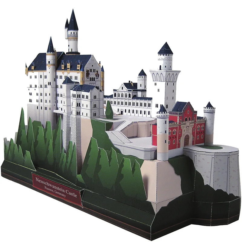 Castillo de piedra de cisne en 3D para adultos, modelo de papel de Casa Papercraft, bricolaje, arte, construcción de Origami, juguetes artesanales hechos a mano, QD-160