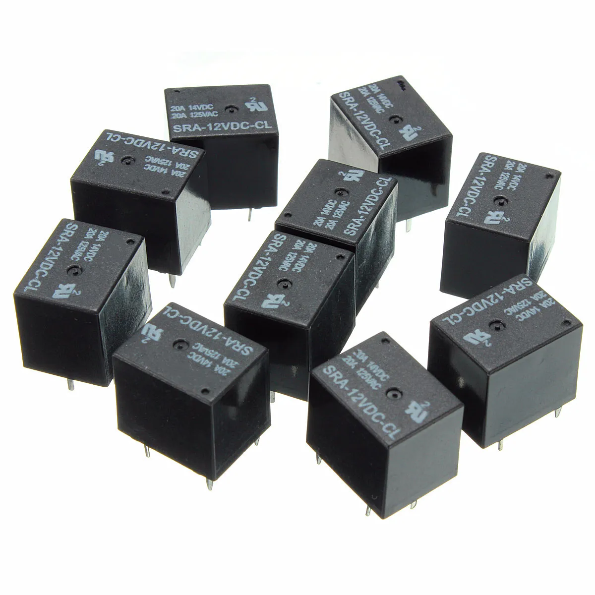 5Pcs 5V 12V 24V DC Power Relay SRA-05VDC-CL SRA-12VDC-CL SRA-24VDC-CL 5Pin Relays 20A PCB Type In stock Black Automobile Relay