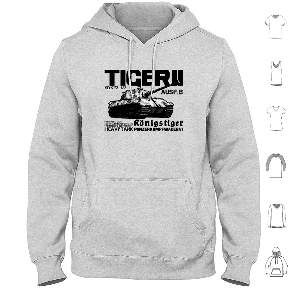 Толстовки Tiger II с длинным рукавом, немецкий Panzerkampfwagen Sd Kfz182 King Tiger Heavy Tank Vehicle Royal Tiger Ww2