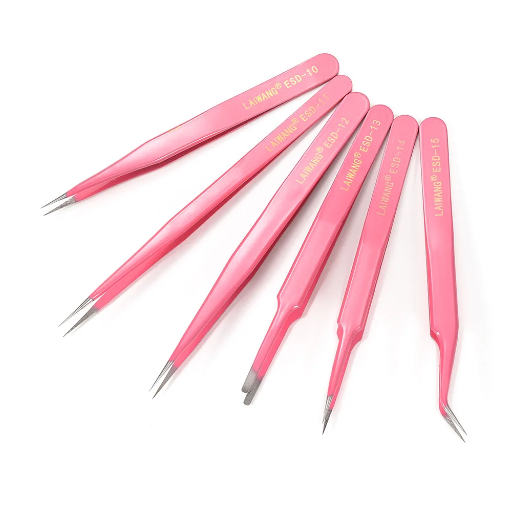 1pcs Anti-Static Excellent Quality Tweezers Bend Long Nose Cross Tweezers For Intersperse Beads Jewerly Tools Sewing Accessories