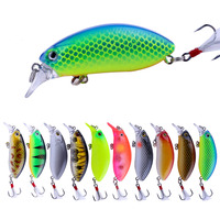 Hengjia 1pcs Diving Crankbait with Feather Hooks Artificial Hard Crank Bait 6CM 9.5G 10 Colors Wobblers Fishing Lure Tackle