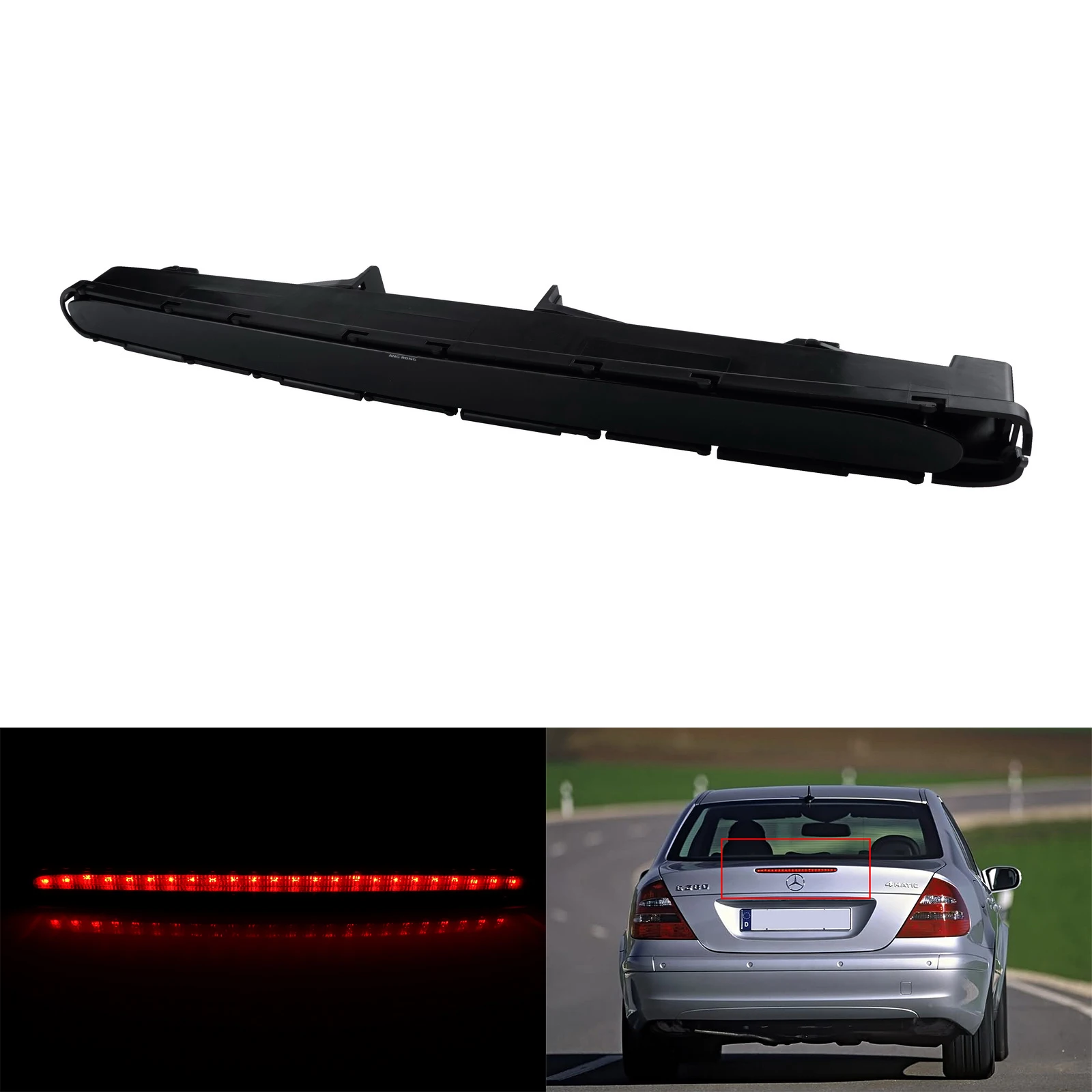 For Mercedes W211 2002-09 Black Lens LED Rear Boot Third High Level Brake Stop Light