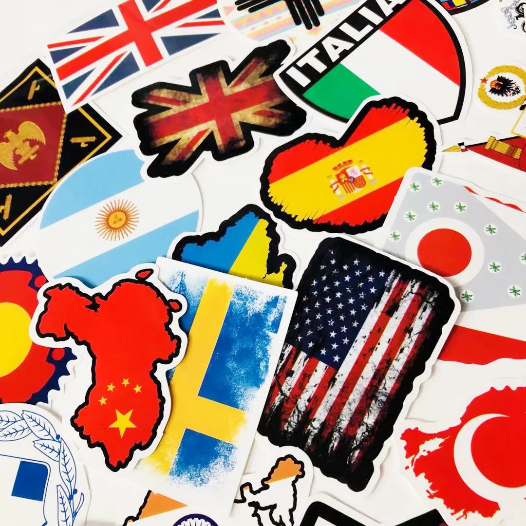 10/30/50pcs World Countries Flags Cartoon Sticker Creative Aesthetic Art Stickers Scrapbook Laptop Diy Kids Toys Decal Stickers