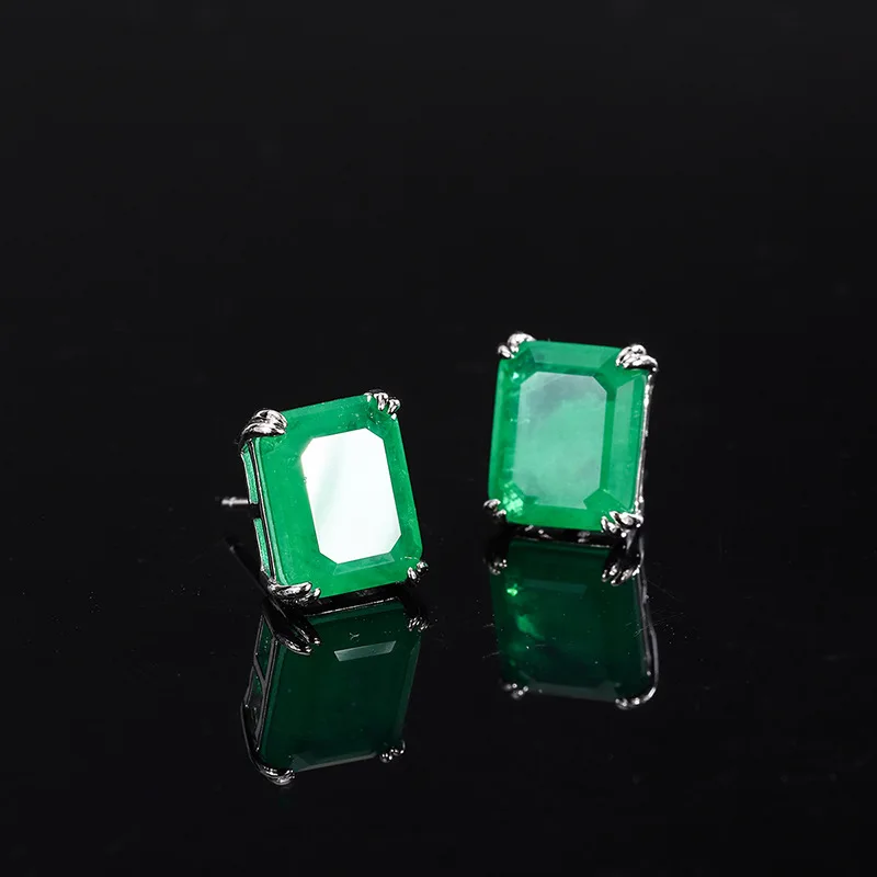 QTT Vintage Silver Color Lab Emerald Tourmaline Stone Earrings Pendant Necklace Ring Set Silver Color Wedding Jewelry Sets