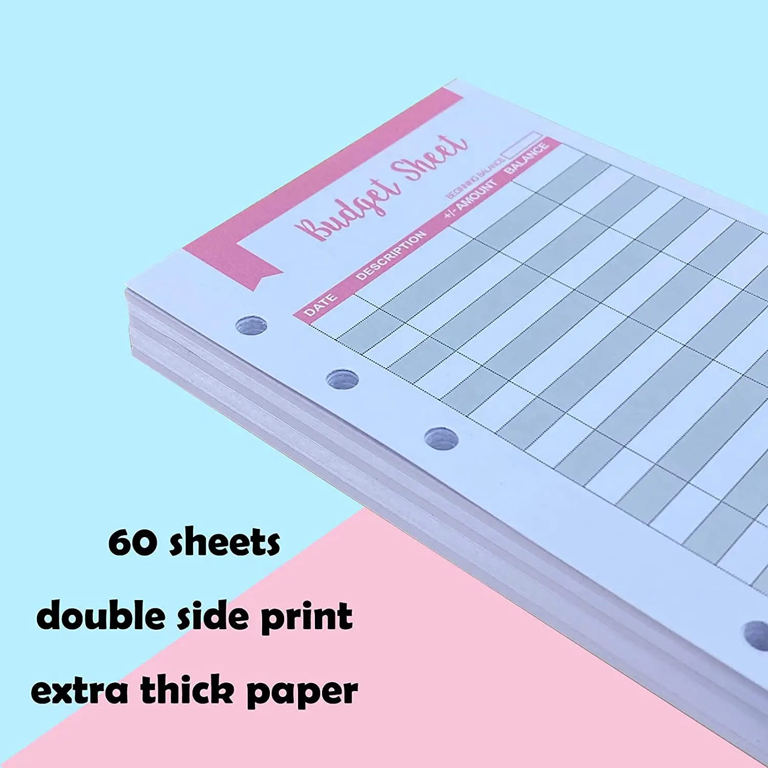 Expense Tracker Budget Sheets 60 Pcs with A6 6pc Binder Pocket 5pc Dividers 2pc Sticker Labels, Money Saving Organizer Budgeting