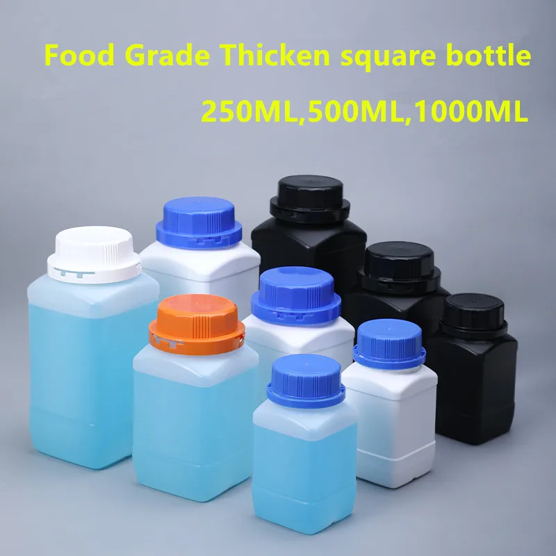 Empty big mouth plastic bottle with Anti-theft cover leakproof reagent bottle for Ink powder Glue Food Grade HDPE bottles 4PCS