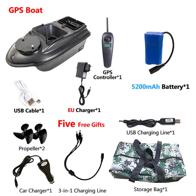 GPS Aasboot 500M 3KG Laadvermogen 40 stuks GPS Puntvisserij Aasboot 2 Bakken GPS Autonavigatie LCD Scherm Viszoeker Nestboot