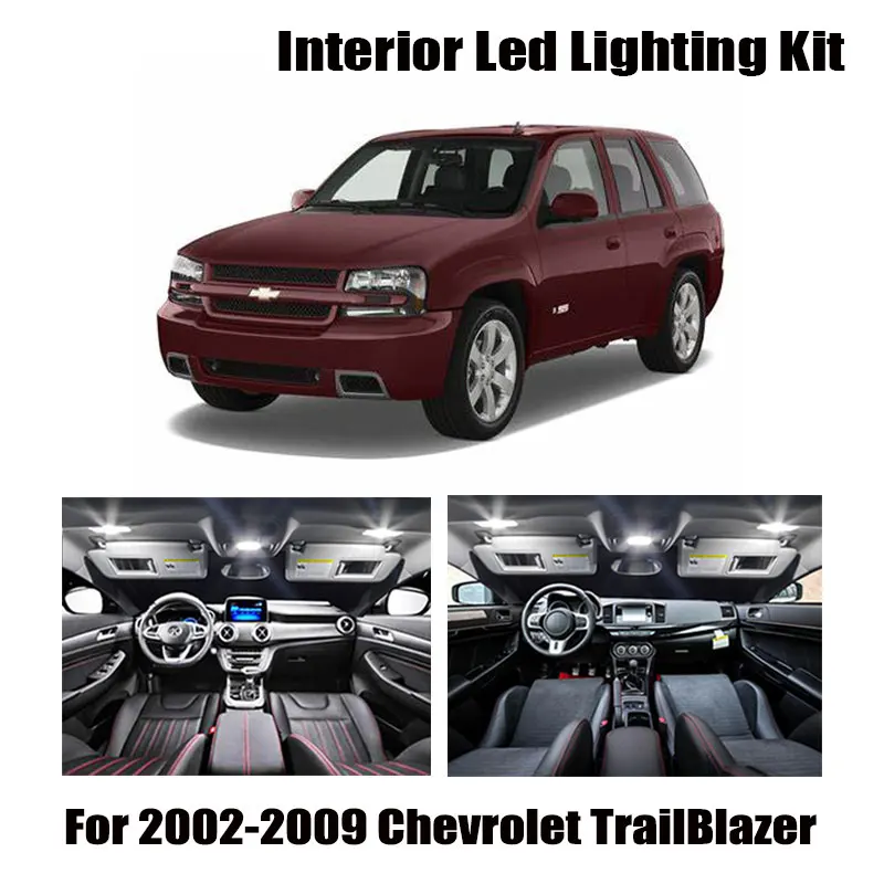 14 Bulbs White Interior LED Car Map Door Light Kit Fit For 2002-2007 2008 2009 Chevrolet TrailBlazer Ceiling Trunk License Lamp