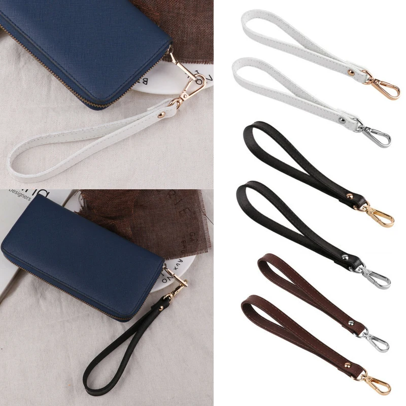 Genuine Leather Handbag Strap Bag Replacement Wrist Strap Buckle Wrist Strap Hands-Free Wristlet for Purse Wallets Keychain