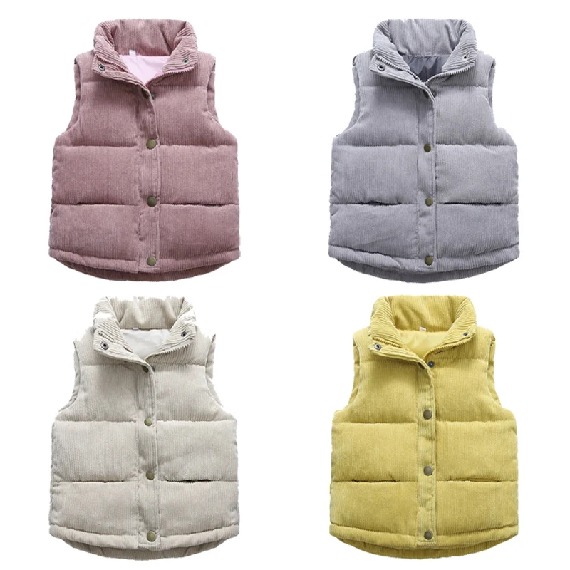 New Autumn Corduroy Girls Warm Vest Winter Boys Thicken Waistcoat Kids Outerwear Children Cotton Jackets Vest For 2-10 Years