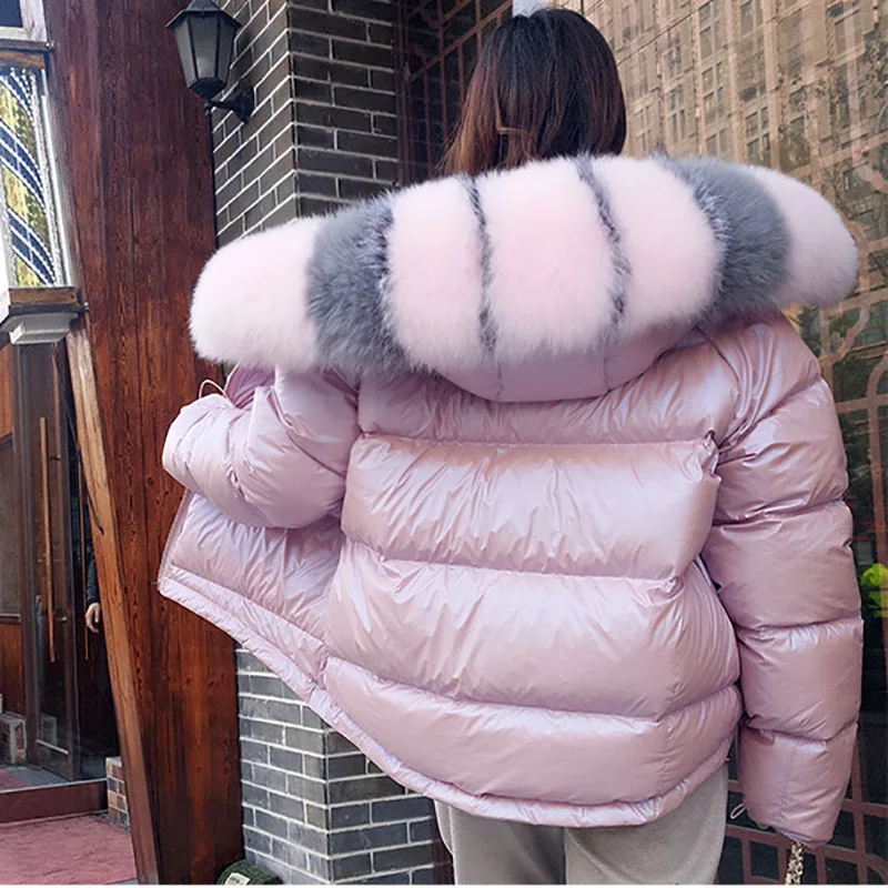 Maomaokong 2024 Winter Real Fox Fur Collar White Duck Down Padded Down Jacket Regular Fashion Warm Big Fur Collar Women\'s Coat