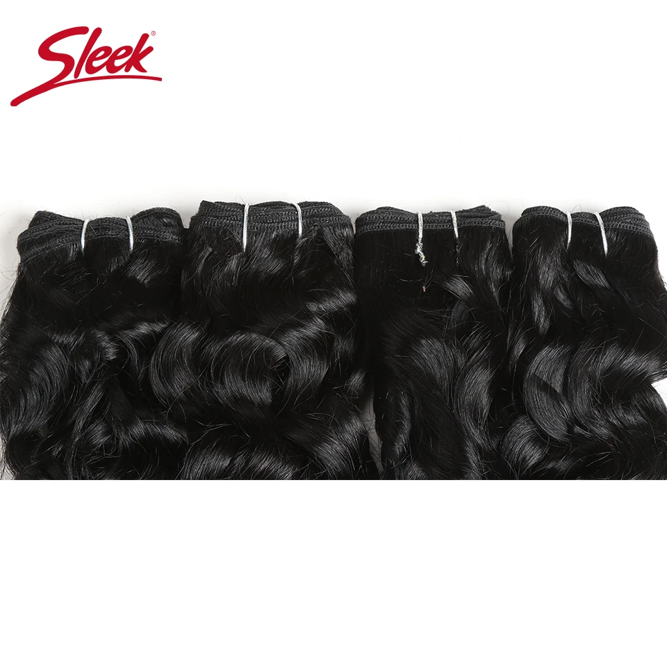 Sleek-Brazilian Water Wave Pacotes de cabelo humano, Double Drawn, Hair Weave Extension, 100% Cor Natural, 160g, 4Pcs, Frete Grátis