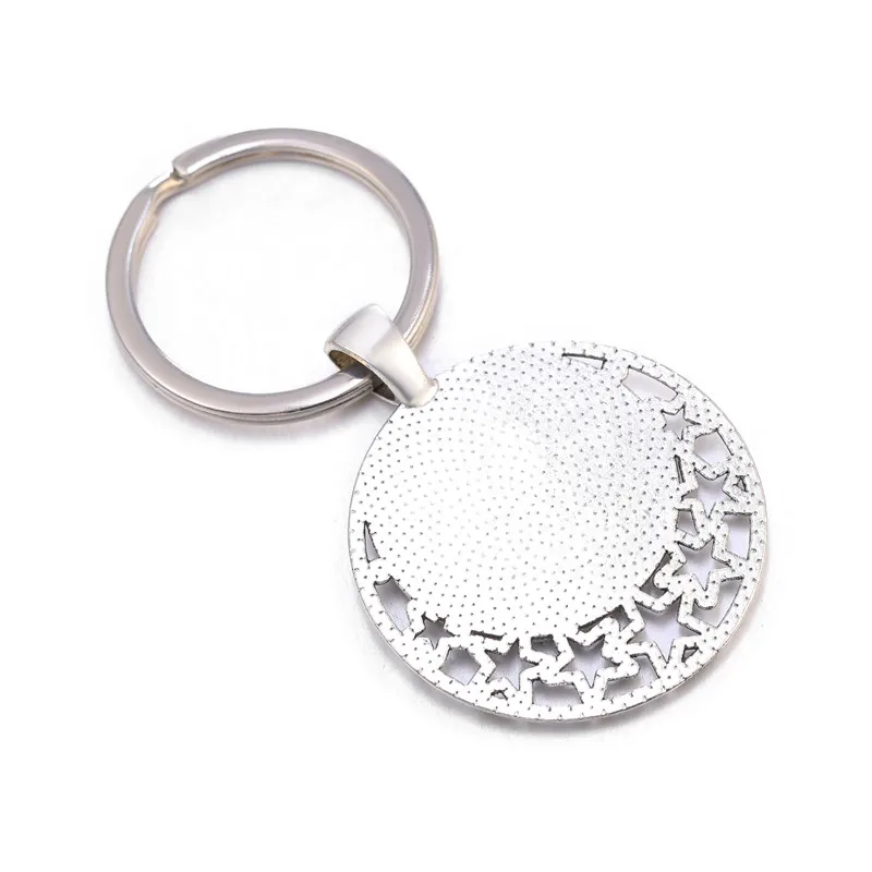 JUYA 10pcs 25mm Cabochon Blank Keychain Pendant Base Fit 25mm Glass For Key Chain Keyring Pendant DIY Jewelry Making Findings