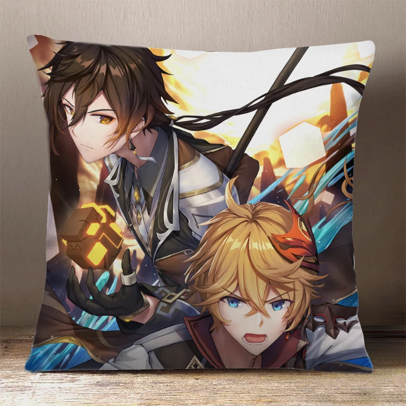 Anime Game Genshin Impact Zhongli Cospaly Cartoon Square Throw Pillow Siesta Dakimakura Dakimakura Sofa Back Cushion Gifts