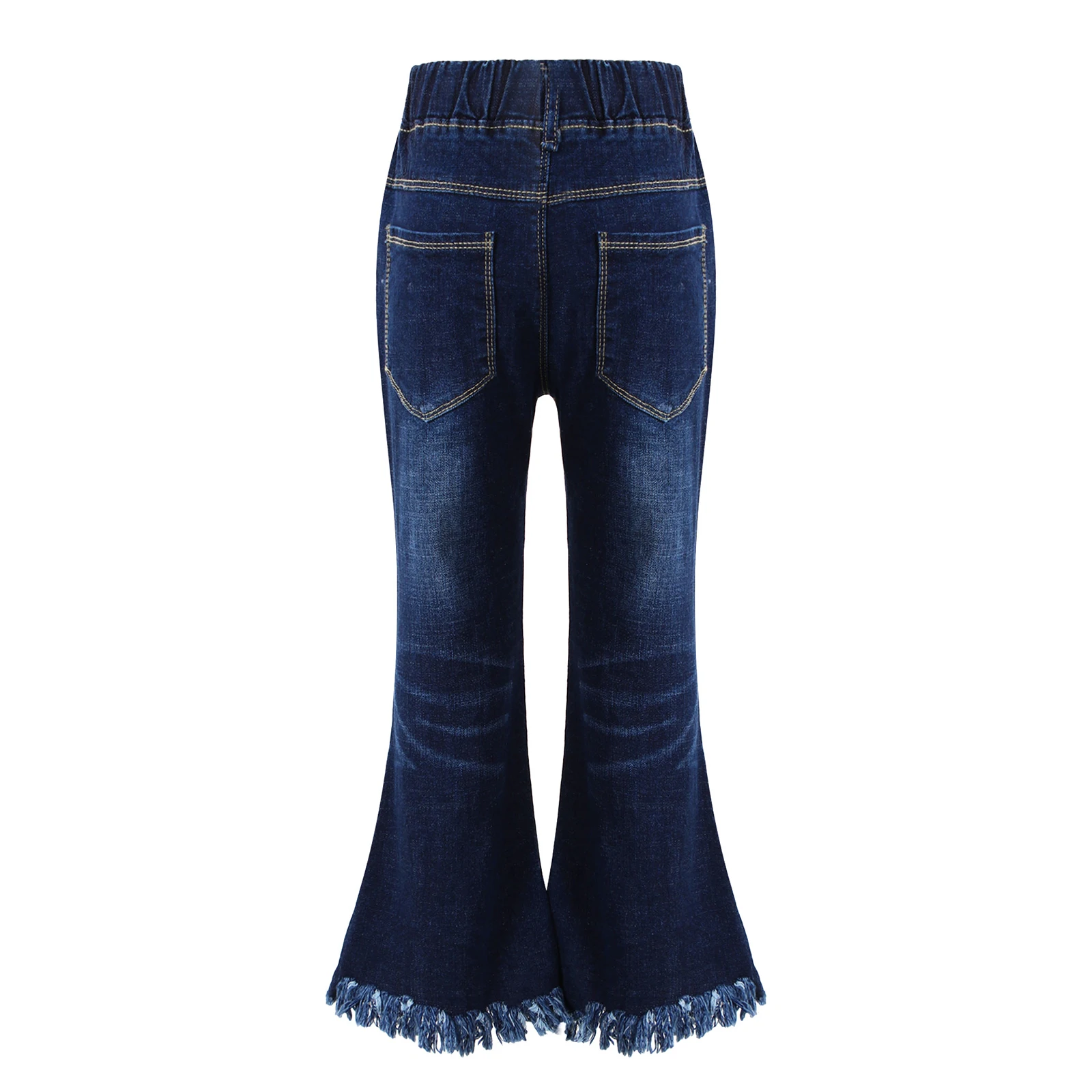 Bambini neonate pantaloni svasati orlo nappa Denim fondo campana bambini bambino bambini vita elastica blu Jeans carini pantaloni vestiti