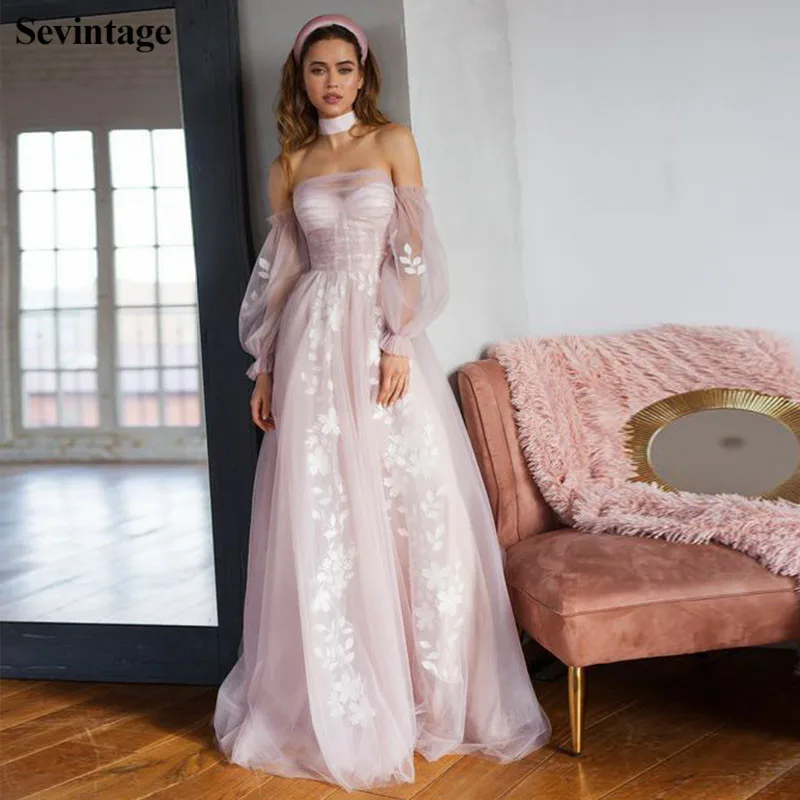 Sevintage Neue Boho Hochzeit Kleid Tüll Appliques Spitze Braut Kleider Abnehmbaren Langen Ärmeln Plus Größe Braut Kleid Nach Maß 2021