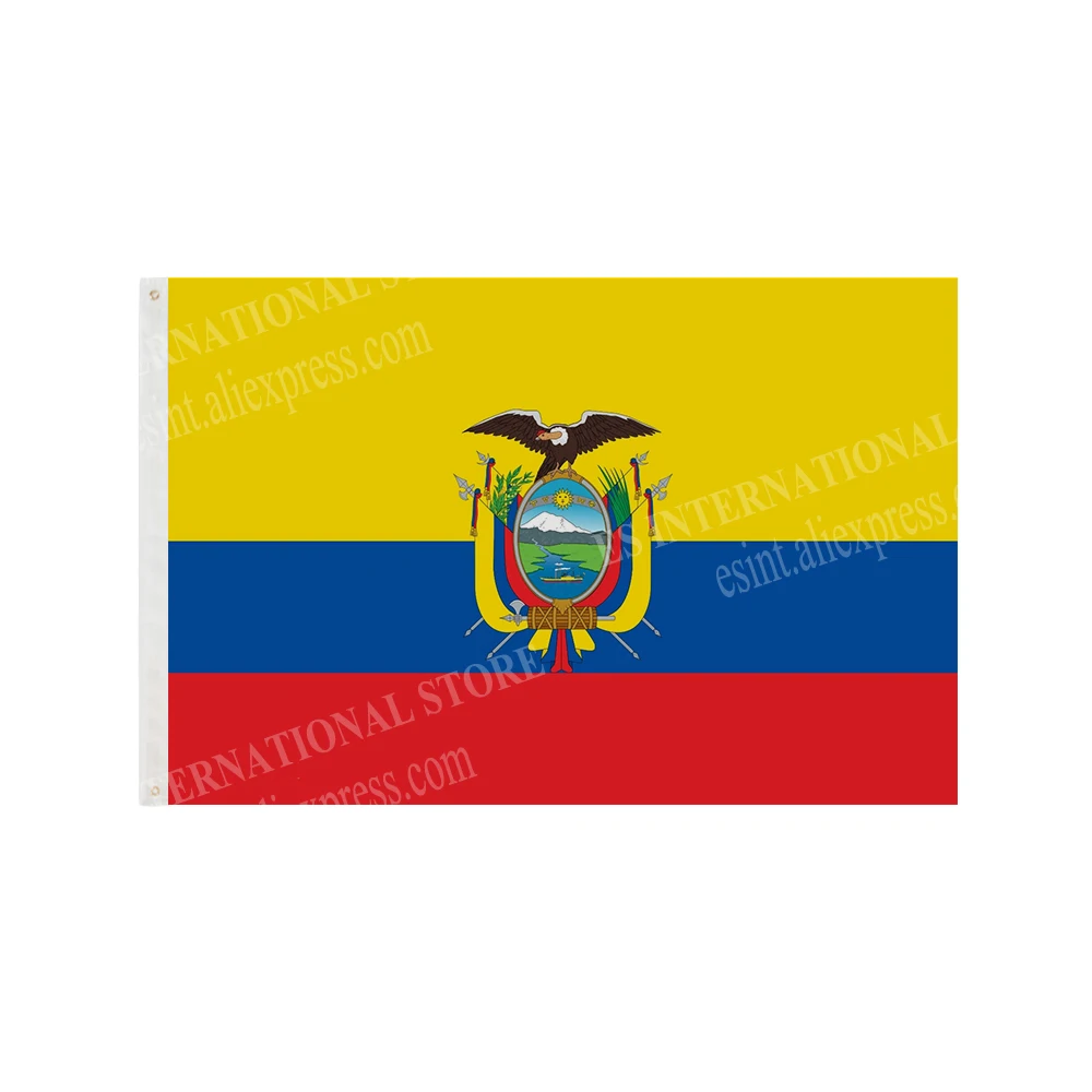 Ecuador Flag National Graphic Custom Printed Hanging Banner Design Outdoor Advertising Decoration Polyester Shaft Cover Grommets