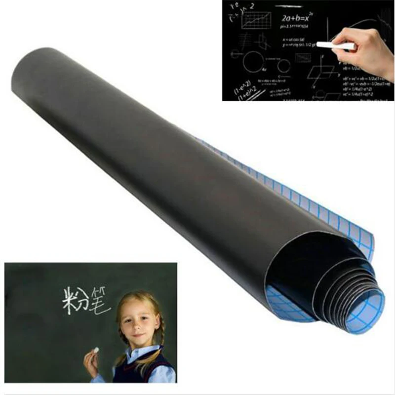 School Blackboard Sticker Removable Vinyl Rescalable Research Message Board 45x100cm (Without Chalk)