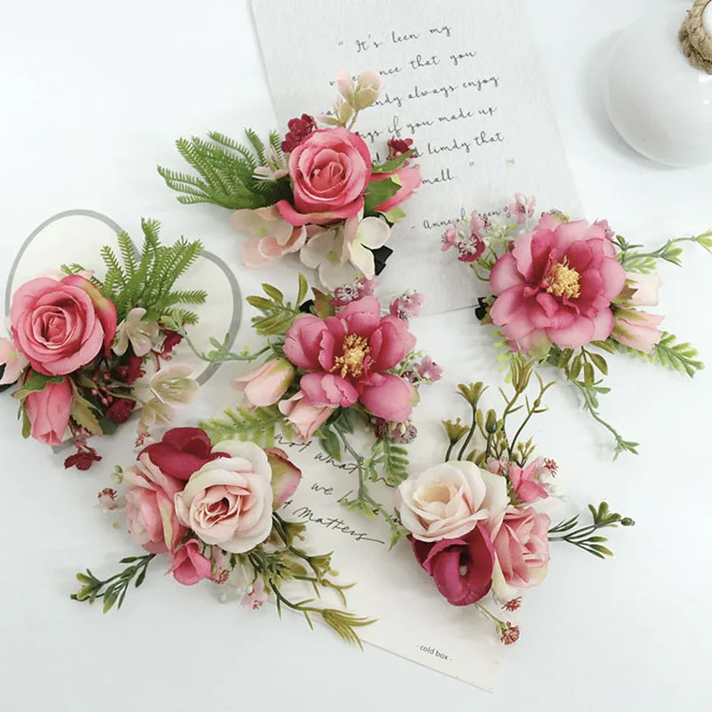 Handgemachte Künstliche Rose Blumen für Hochzeit Braut Kopf Zubehör für Urlaub Hochzeit Dekoration