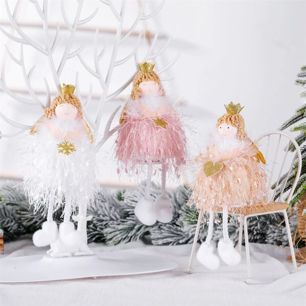 Decoración navideña de muñeco de Ángel, juguete colgante, decoraciones para árbol de Navidad, decoraciones navideñas para el hogar y Año Nuevo