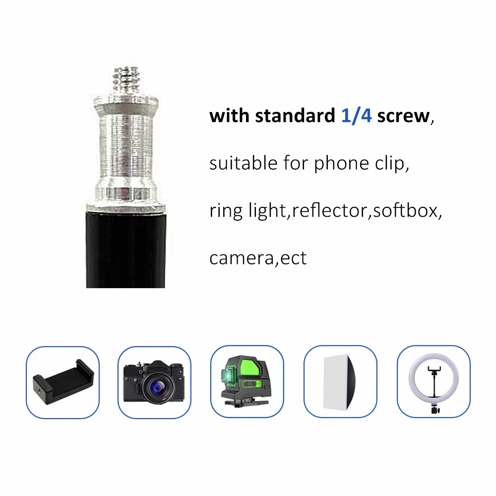 Aluminum Tripod Stand with 1/4 Screw Head for Photography Lighting Softbox Camera Smartphone Ring Light Stand Tripode 1.1/1.6/2M