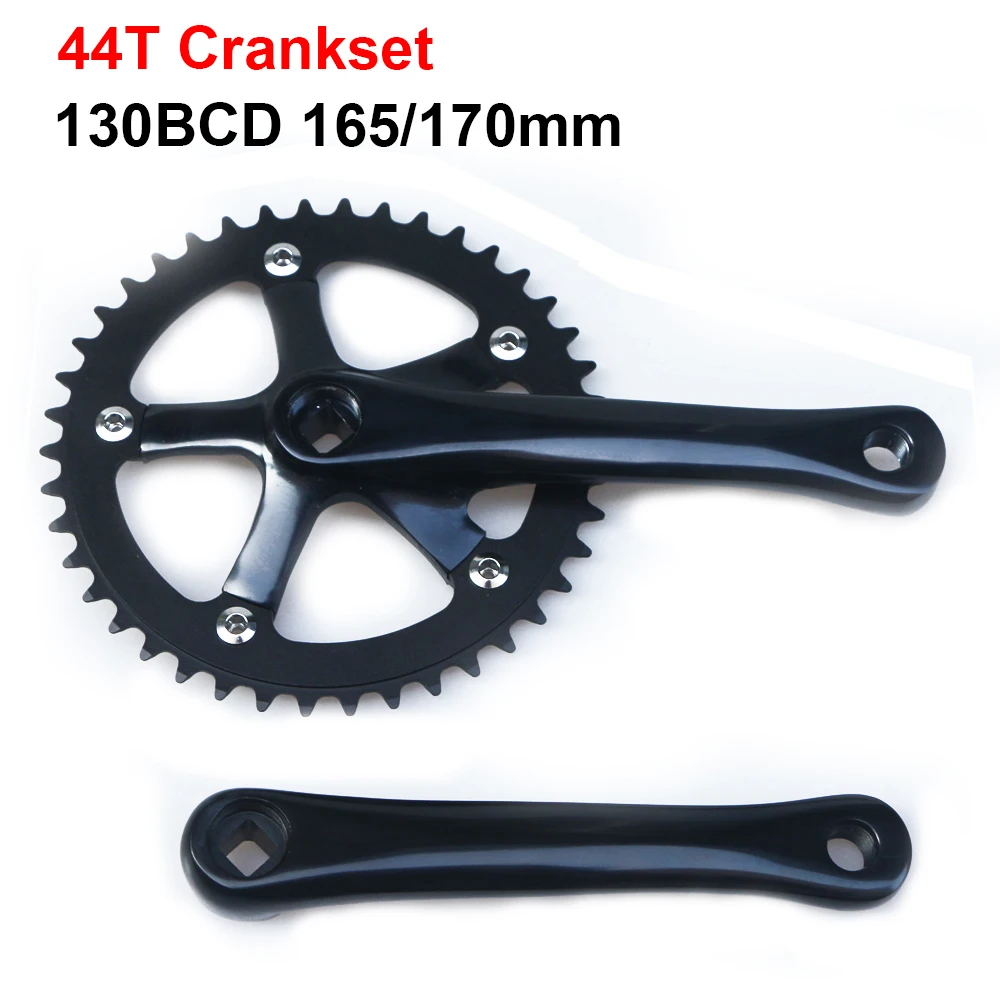 

Folding Road Bike Crank Arm 165/170mm 130BCD 44T Single speed Chainwheel Square hole Fixed Gear Bicycle Crankset track Chainring