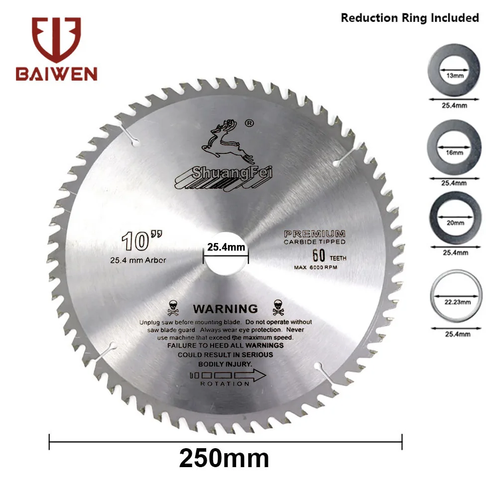 250 mm Kreissägeblatt, 12 Zoll Hartmetall-Hochschneidescheibe, Schneid-Elektrowerkzeuge für Holzbearbeitung, Schleifsäge, 40 T–120 T